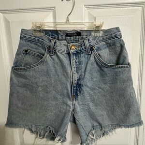 Nasty Gal Blue Jean Shorts High-Waisted Frayed Hem